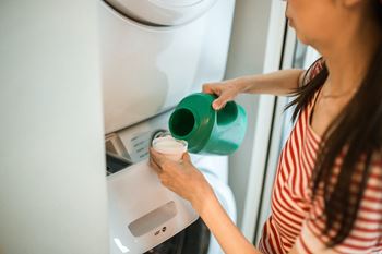 Lady doing Laundry at Lawrence Landing, Indianapolis, IN, 46226